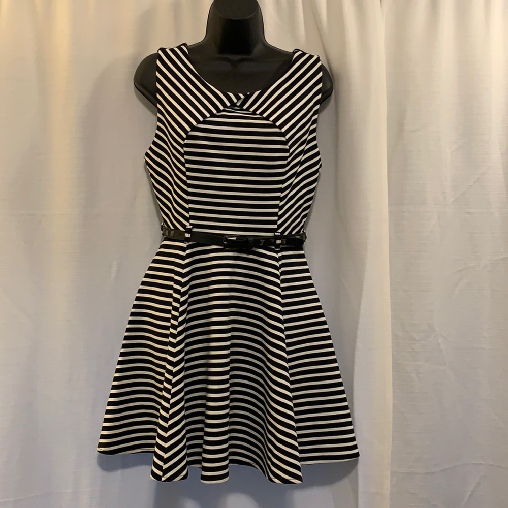 Dress, black & white striped